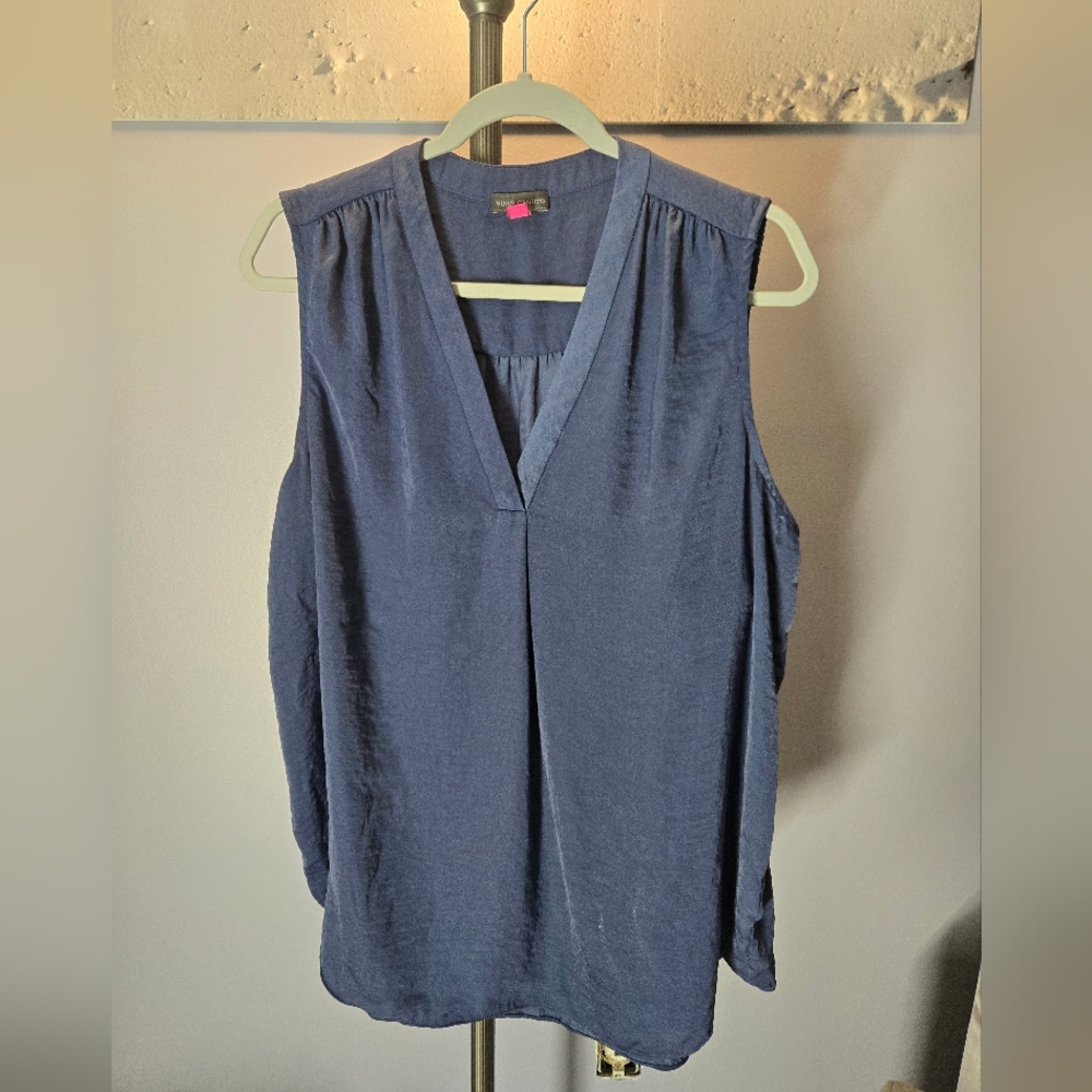 Blue Sleeveless V-Neck Top